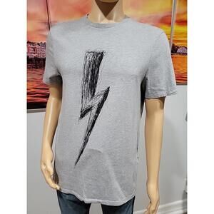 Neil Barrett Lightning Thunder Bolt Slim Fit T-Shirt Size L Gray Short Sleeve #C